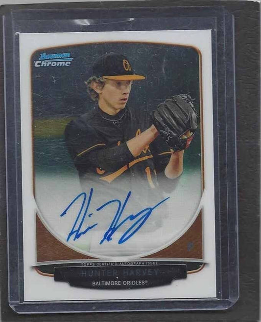 HUNTER HARVEY 2013 BOWMAN CHROME ORIOLES PROSPECT ON CARD AUTO