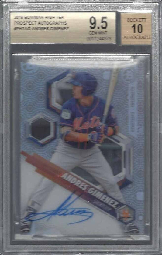 ANDRES GIMENEZ 2018 BOWMAN HIGH TEK ON CARD PROSPECT AUTO BGS 9.5 w/ 10 AU GEM