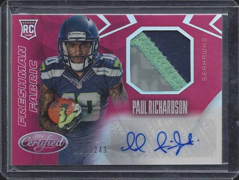 PAUL RICHARDSON 2014 CERTIFIED FRESHMAN FABRIC RED 3 COLOR PATCH AUTO RC #D /249