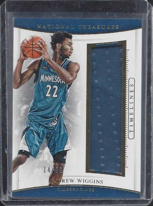 ANDREW WIGGINS 2015-16 NATIONAL TREASURES TIMELINES JUMBO JERSEY #D 14/99