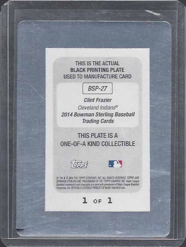 CLINT FRAZIER 2014 BOWMAN STERLING BLACK PRINTING PLATE PROSPECT #D 1/1