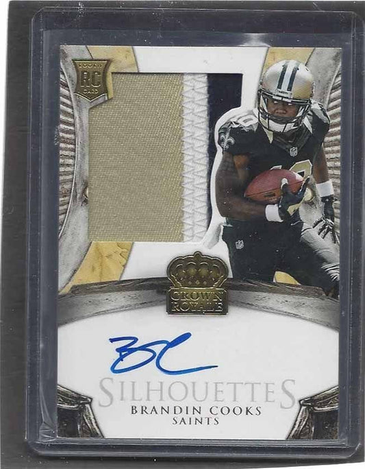 BRANDIN COOKS 2014 CROWN ROYALE SILHOUETTE GOLD JUMBO PATCH ON CARD AUTO RC /49