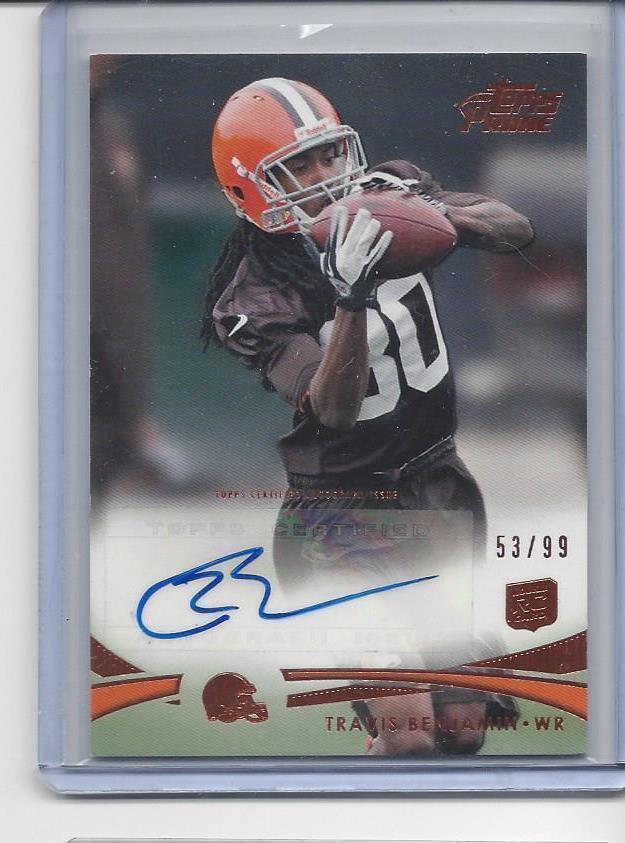 TRAVIS BENJAMIN 2012 TOPPS PRIME BRONZE BROWNS ROOKIE AUTO RC #D 53/99