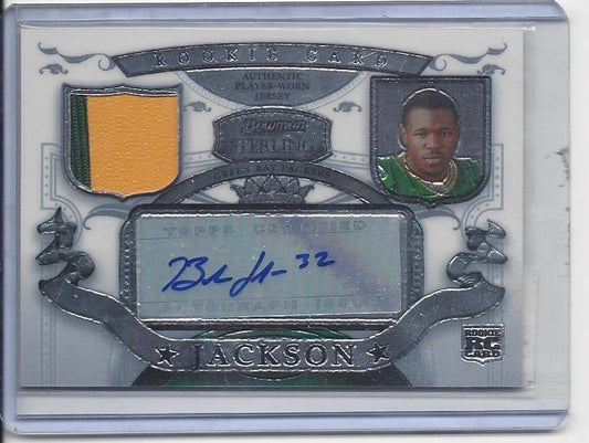 BRANDON JACKSON 2007 BOWMAN STERLING 2 COLOR PACKERS PATCH AUTO RC