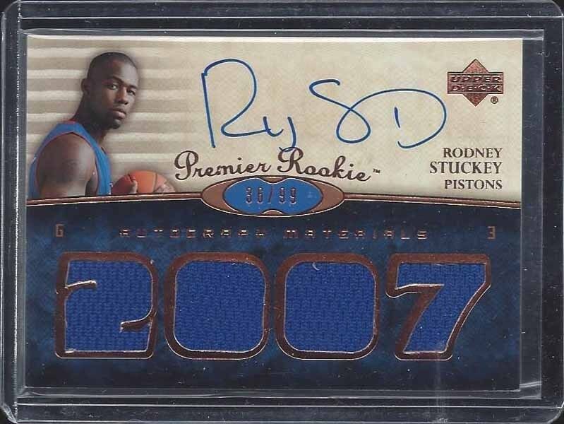 RODNEY STUCKEY 2007-08 UD PREMIER BRONZE QUAD JERSEY ON CARD AUTO RC #D /99