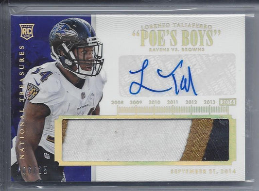 LORENZO TALIAFERRO 2014 NATIONAL TREASURES TIMELINE JUMBO 3CLR PATCH AUTO RC /25