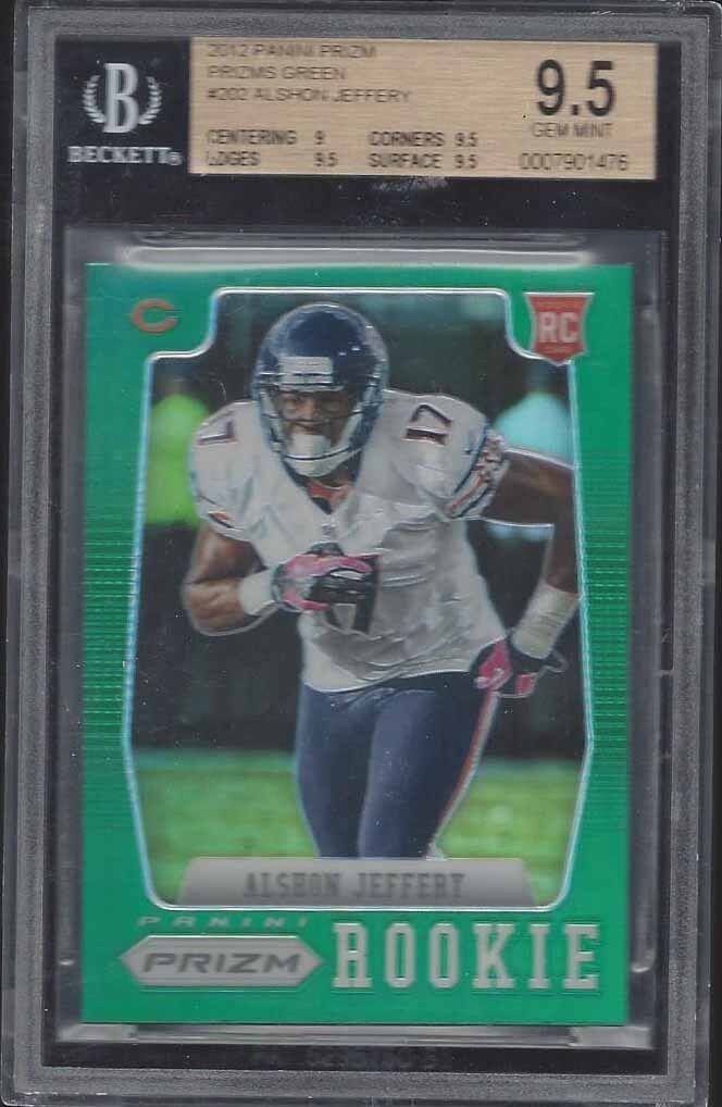 ALSHON JEFFERY 2012 PANINI PRIZM GREEN PRIZMS ROOKIE RC SP #202 BGS 9.5 GEM MINT