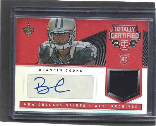 BRANDIN COOKS 2014 TOTALLY CERTIFIED PLATINUM RED ROOKIE JERSEY AUTO RC #D 6/25
