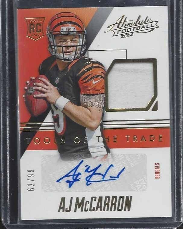 A.J. MCCARRON 2014 ABSOLUTE TOOLS OF THE TRADE BENGALS ROOKIE JERSEY AUTO RC /99