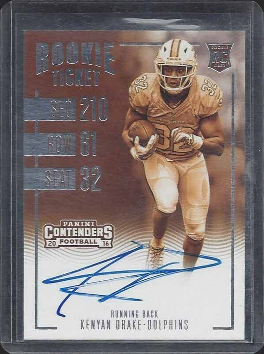 KENYAN DRAKE 2016 PANINI CONTENDERS SHORT PRINT SEPIA ON CARD RC AUTO SP #312