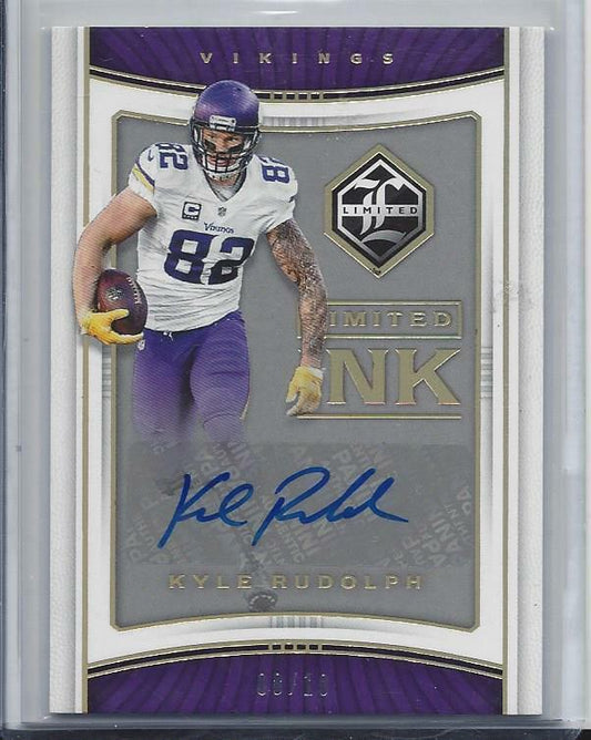 KYLE RUDOLPH 2017 LIMITED INK GOLD VIKINGS AUTO #D 8/10