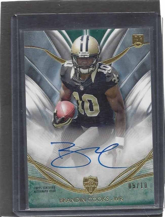 BRANDIN COOKS 2014 TOPPS SUPREME GREEN ON CARD ROOKIE AUTO RC #D /10