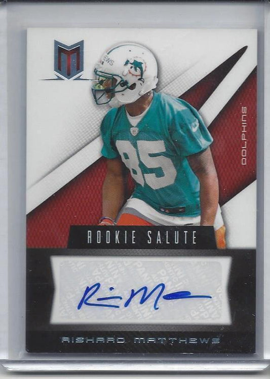 RISHARD MATTHEWS 2012 MOMENTUM ROOKIE SALUTE DOLPHINS AUTO RC #D /99