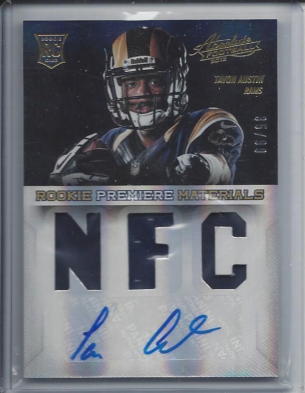 TAVON AUSTIN 2013 ABSOLUTE RPM GOLD RAMS ROOKIE TRIPLE JERSEY AUTO RC #D 35/99