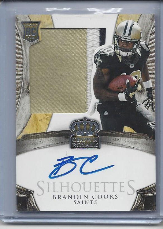 BRANDIN COOKS 2014 CROWN ROYALE SILHOUETTE JUMBO PATCH ON CARD AUTO RC #D /199
