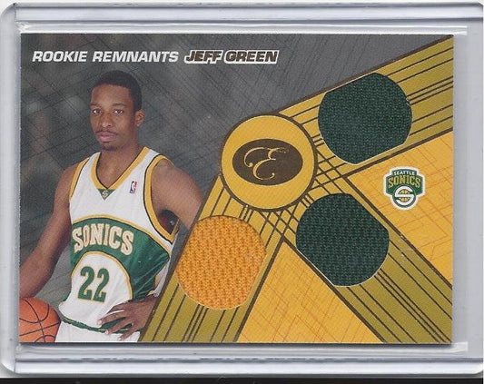 JEFF GREEN 2007-08 BOWMAN ELEVATION ROOKIE REMNANTS TRIPLE RELIC JERSEY RC 12/49
