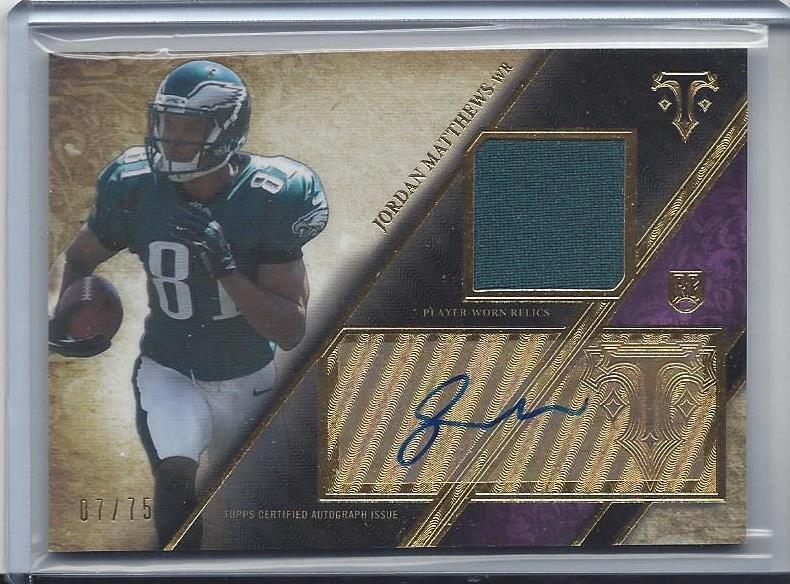 JORDAN MATTHEWS 2014 TOPPS TRIPLE THREADS EAGLES JERSEY AUTO RC #D 7/75