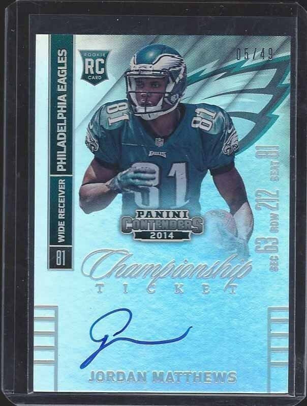 JORDAN MATTHEWS 2014 CONTENDERS CHAMPIONSHIP TICKET ON CARD AUTO RC #D /49