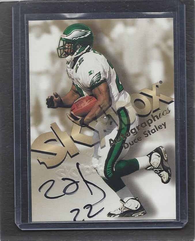 DUCE STALEY 1998 SKYBOX AUTOGRAPHICS EAGLES ON CARD AUTO