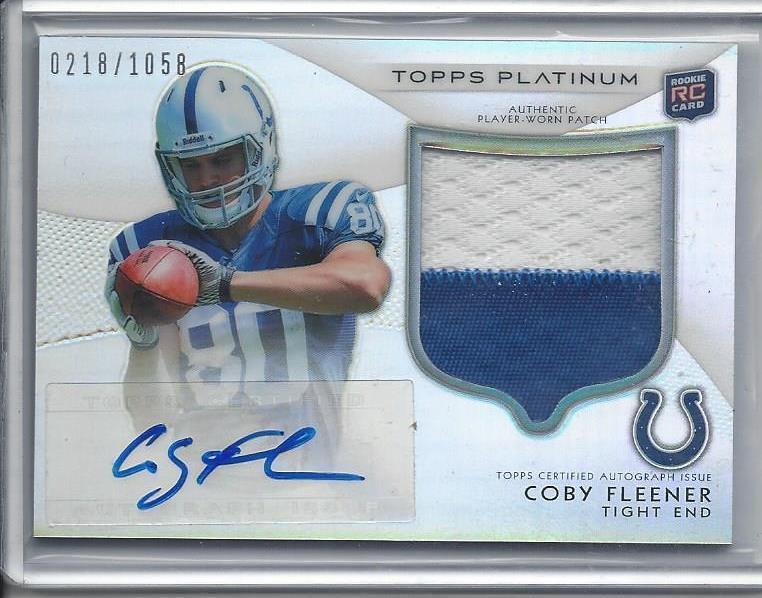 COBY FLEENER 2012 TOPPS PLATINUM RPA REFRACTOR ROOKIE PATCH AUTO RC #D /1058