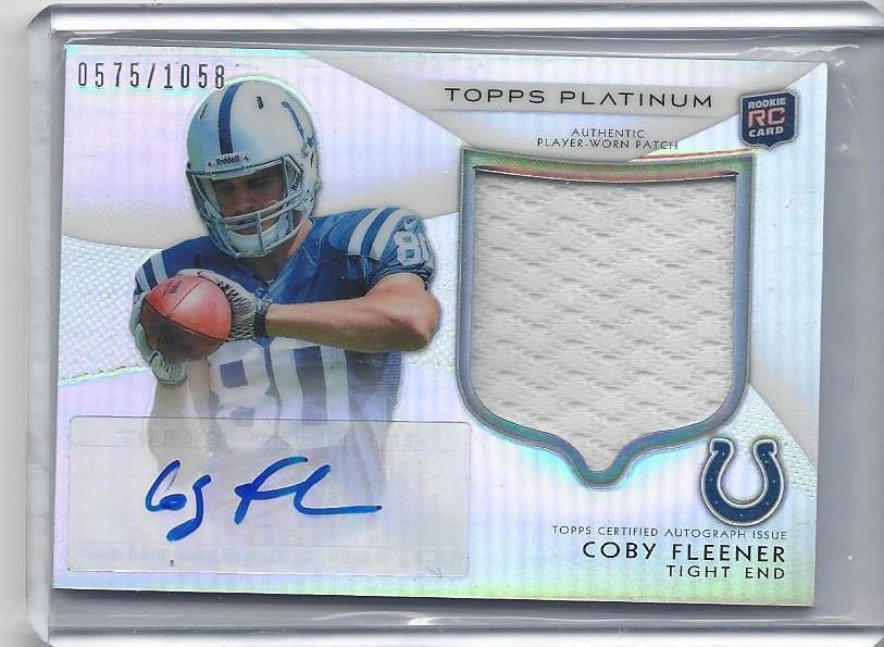 COBY FLEENER 2012 TOPPS PLATINUM RPA REFRACTOR ROOKIE PATCH AUTO RC #D /1058