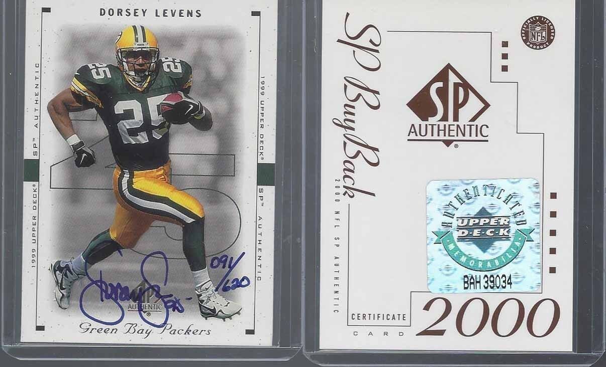 DORSEY LEVENS 2000 SP AUTHENTIC BUYBACK PACKERS ON CARD AUTO #D 91/620 w/ COA