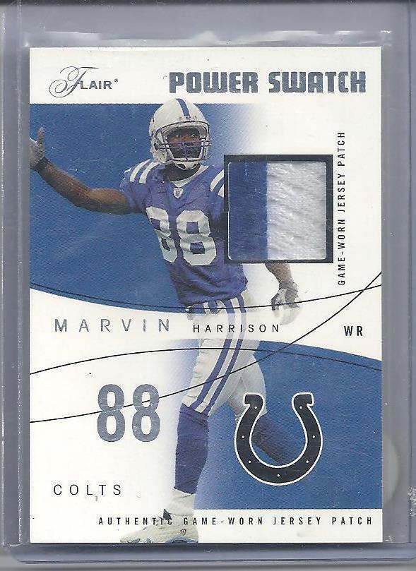 MARVIN HARRISON 2004 FLAIR POWER SWATCH COLTS 2 COLOR GAME USED PATCH #D 36/75