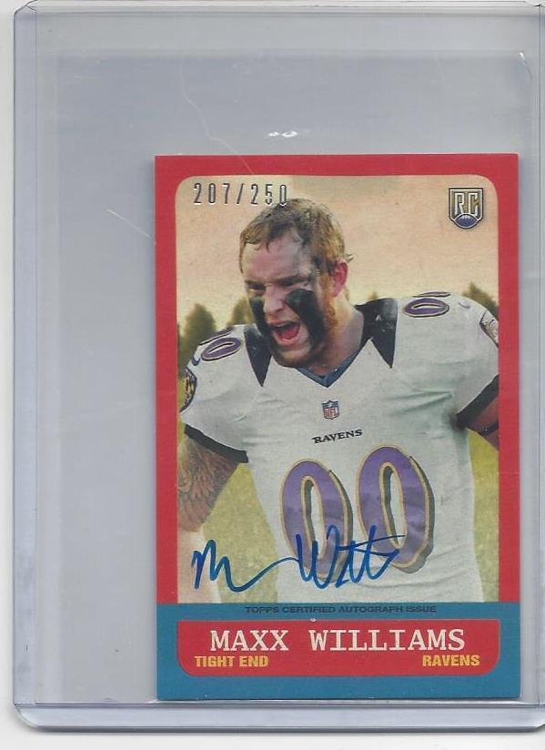 MAXX WILLIAMS 2015 TOPPS MINI RAVENS ON CARD 1963 STYLE ROOKIE AUTO RC #D /250