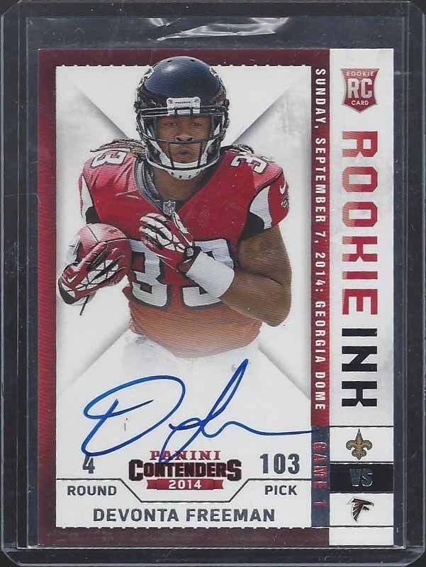 DEVONTA FREEMAN 2014 CONTENDERS ROOKIE INK ON CARD FALCONS AUTO RC