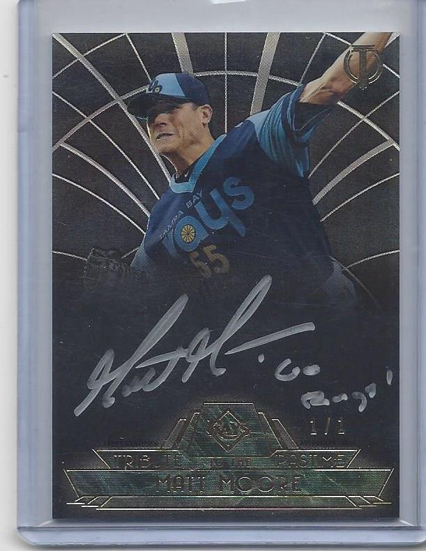 MATT MOORE 2014 TOPPS TRIBUTE TO THE PASTIME BLACK ONYX INSCRIPTION AUTO #D 1/1