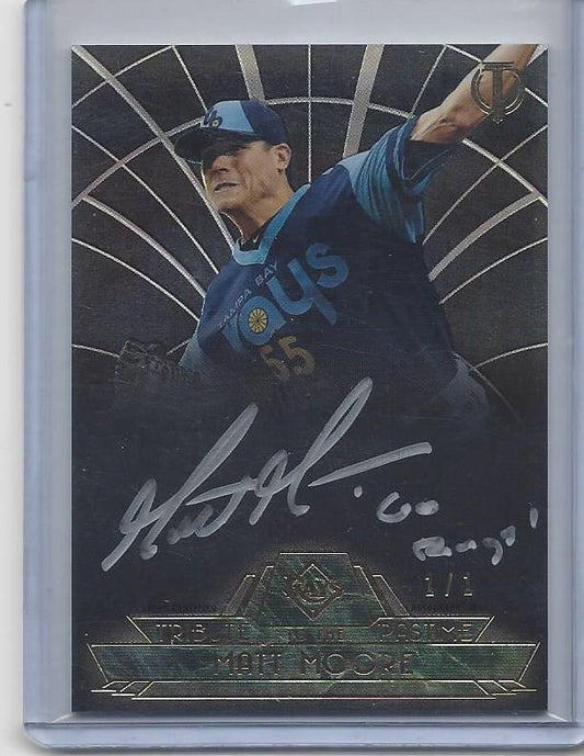 MATT MOORE 2014 TOPPS TRIBUTE TO THE PASTIME BLACK ONYX INSCRIPTION AUTO #D 1/1