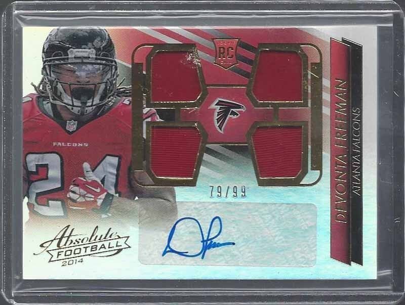 DEVONTA FREEMAN 2014 ABSOLUTE QUAD FALCONS ROOKIE JERSEY AUTO RC #D 79/99