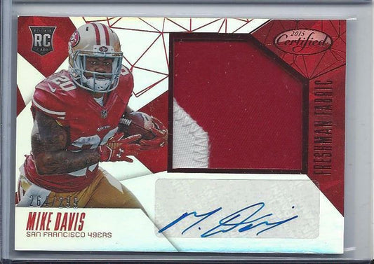 MIKE DAVIS 2015 CERTIFIED FRESHMAN FABRIC RED JUMBO 2 COLOR PATCH AUTO RC /299