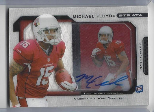 MICHAEL FLOYD 2012 TOPPS STRATA SHADOWBOX SICK 3 COLOR PATCH ON CARD AUTO RC /15