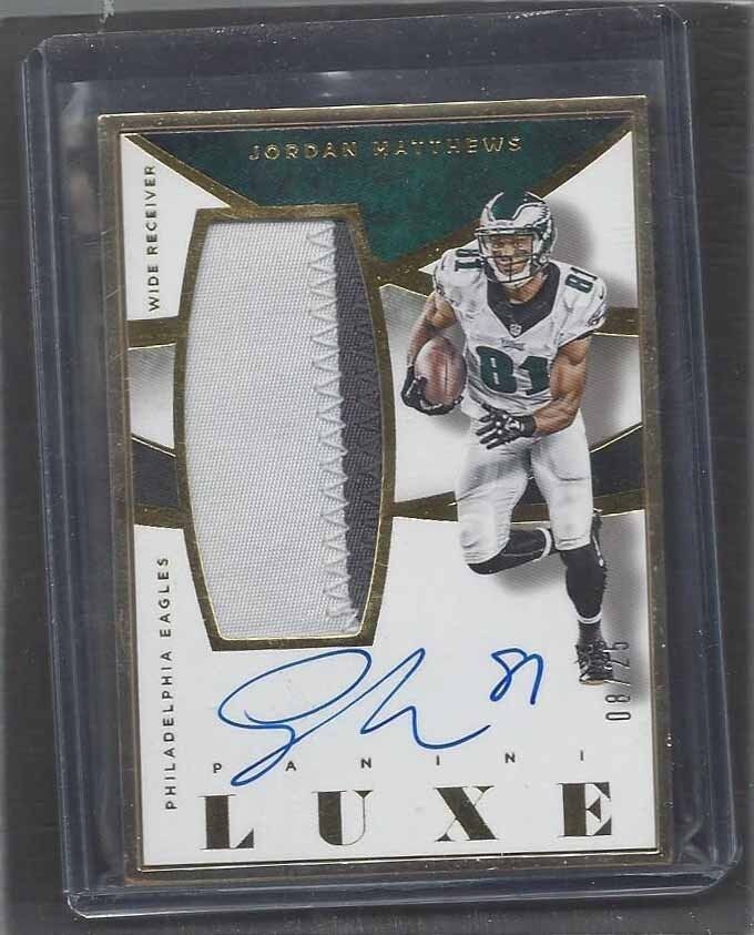 JORDAN MATTHEWS 2015 PANINI LUXE GOLD FRAME JUMBO PATCH ON CARD AUTO #D 8/25