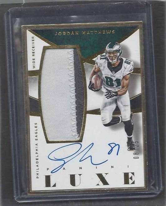 JORDAN MATTHEWS 2015 PANINI LUXE GOLD FRAME JUMBO PATCH ON CARD AUTO #D 8/25