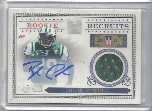 BILAL POWELL 2011 TIMELESS TREASURES RECRUITS JETS JERSEY AUTO RC #D 51/100