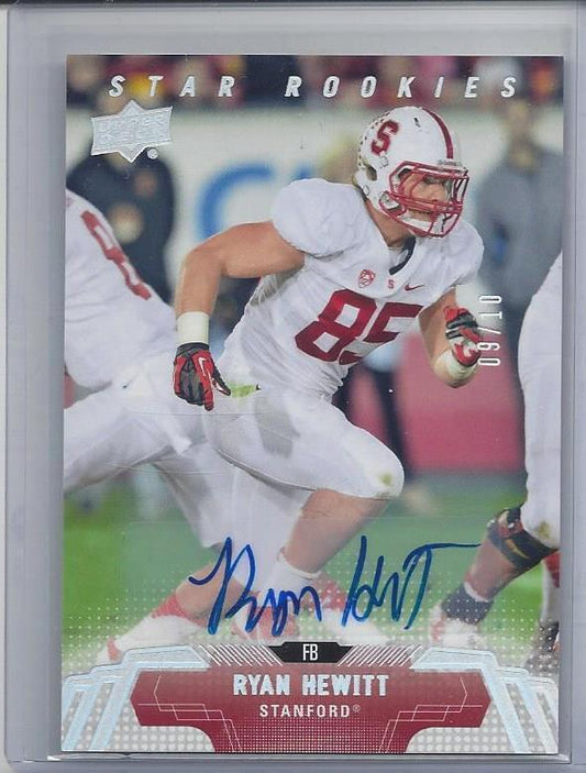 RYAN HEWITT 2014 UPPER DECK STAR ROOKIES PLATINUM HOLOFOIL AUTO RC #D 9/10
