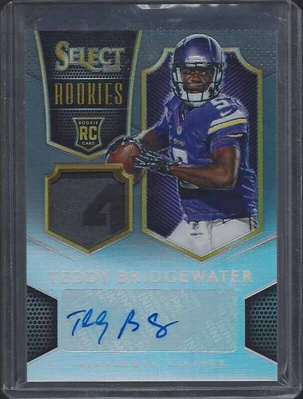 TEDDY BRIDGEWATER 2014 SELECT BLACK FINITE PRIZM LAUNDRY TAG PATCH AUTO RC 1/1