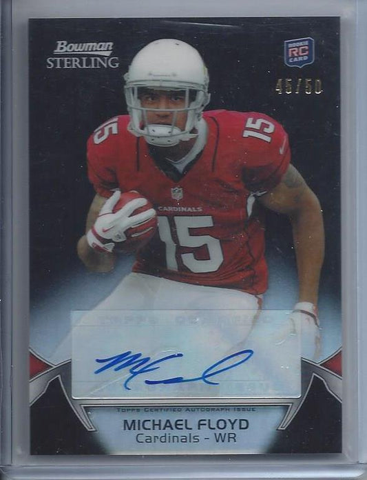 MICHAEL FLOYD 2013 BOWMAN STERLING BLACK REFRACTOR CARDINALS AUTO RC #D 45/50
