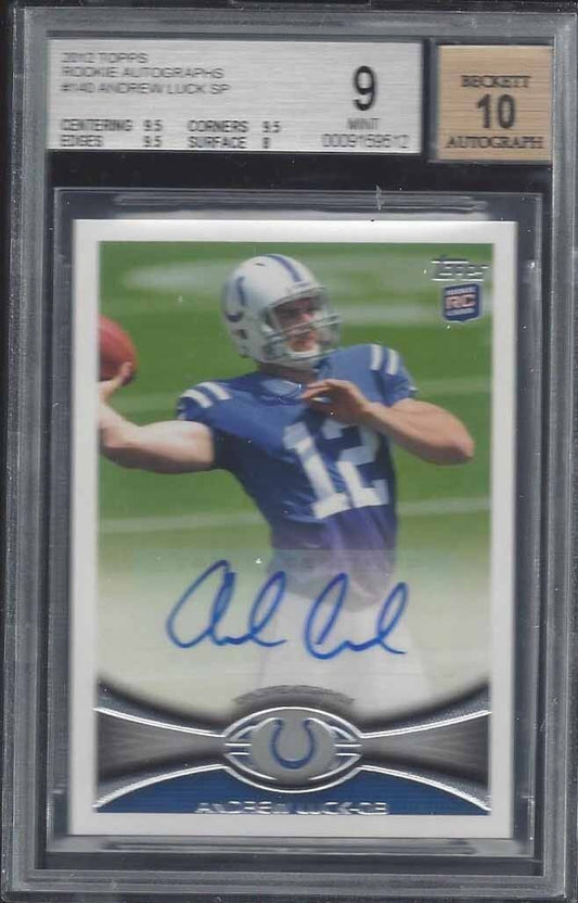 ANDREW LUCK 2012 TOPPS ROOKIE AUTOGRAPHS COLTS SP AUTO RC #140 BGS 9 w/ 10 AUTO