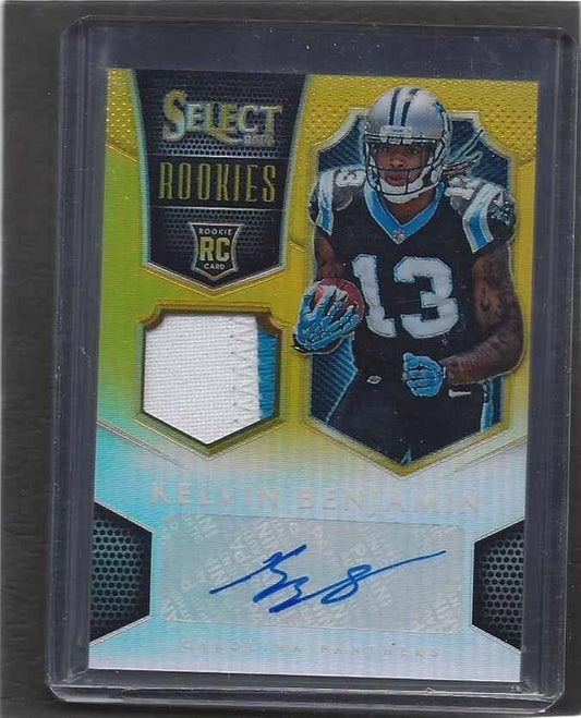 KELVIN BENJAMIN 2014 SELECT ROOKIES GOLD PRIZM RPA 2 COLOR PATCH AUTO RC #D 2/5