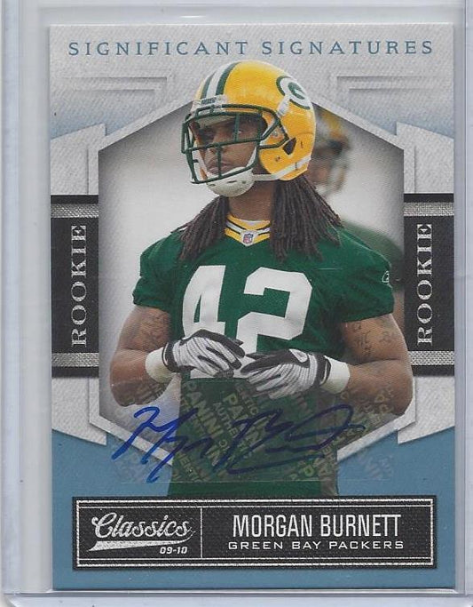 MORGAN BURNETT 2010 CLASSICS PLATINUM BLUE PACKERS ROOKIE AUTO RC #D 18/25