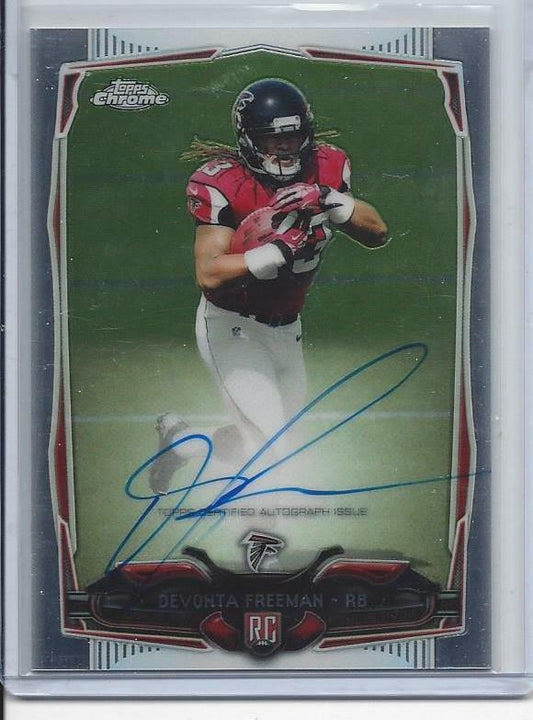 DEVONTA FREEMAN 2014 TOPPS CHROME ATLANTA FALCONS ON CARD AUTO RC #216