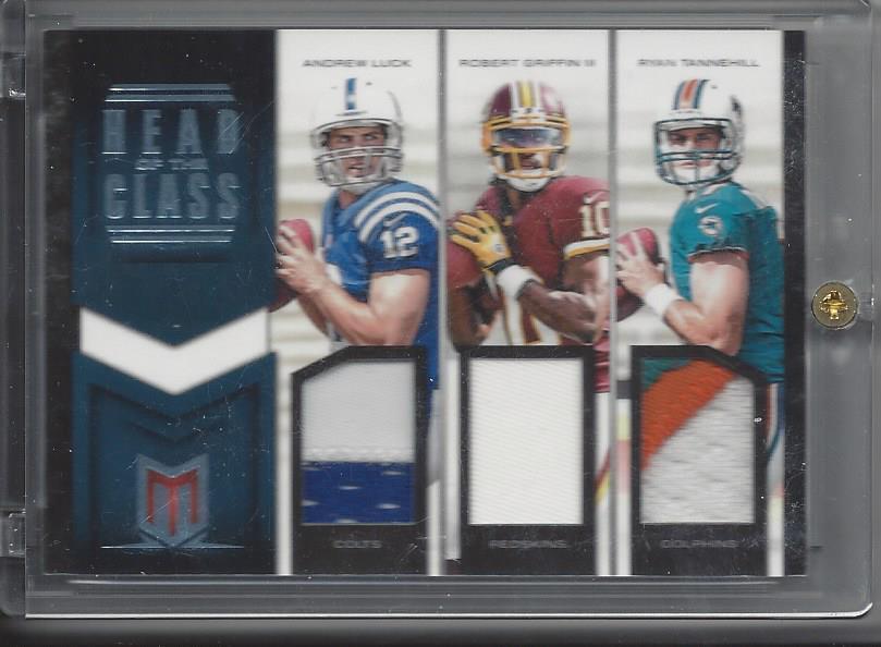 ANDREW LUCK ROBERT GRIFFIN TANNEHILL 2012 MOMENTUM HEAD CLASS PATCH RC #D 16/49