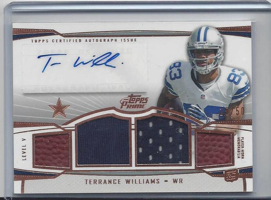 TERRANCE WILLIAMS 2013 TOPPS PRIME BRONZE LEVEL V 5 QUAD JERSEY BALL AUTO RC /50