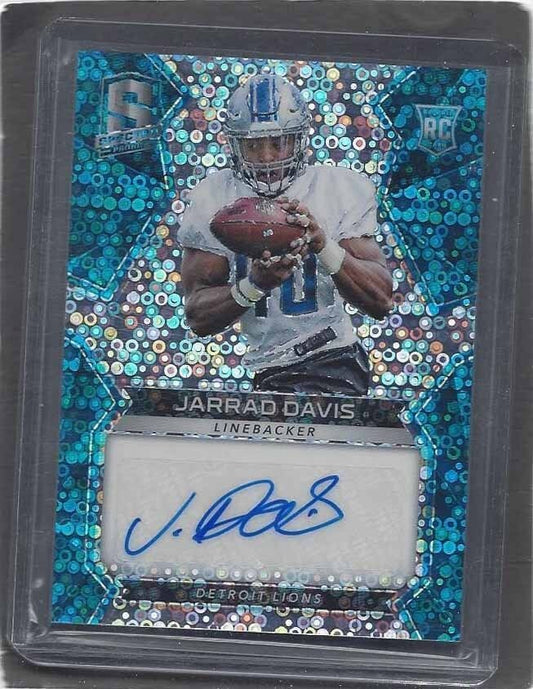 JARRAD DAVIS 2017 SPECTRA LIONS NEON BLUE PRIZM ROOKIE AUTO RC #D 4/75