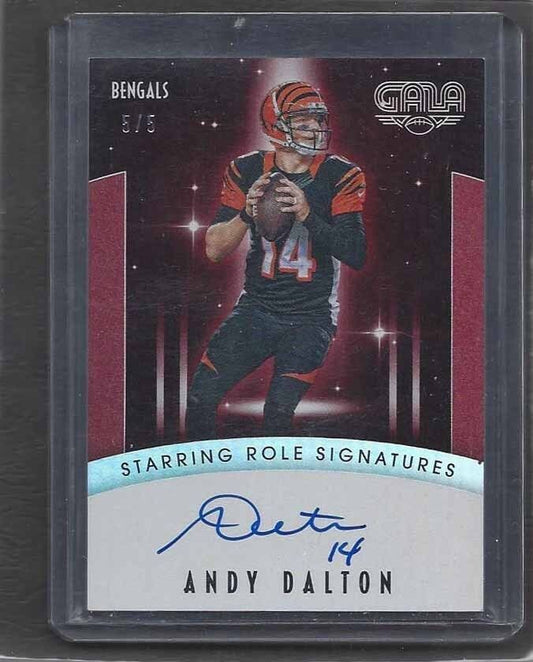 ANDY DALTON 2016 PANINI GALA STARRING ROLE RUBY RED SIGNATURES ON CARD AUTO 5/5