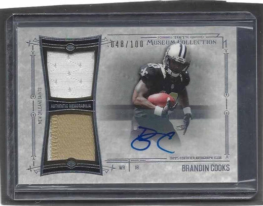 BRANDIN COOKS 2014 TOPPS MUSEUM SILVER ROOKIE DUAL PATCH AUTO RC #D 48/100