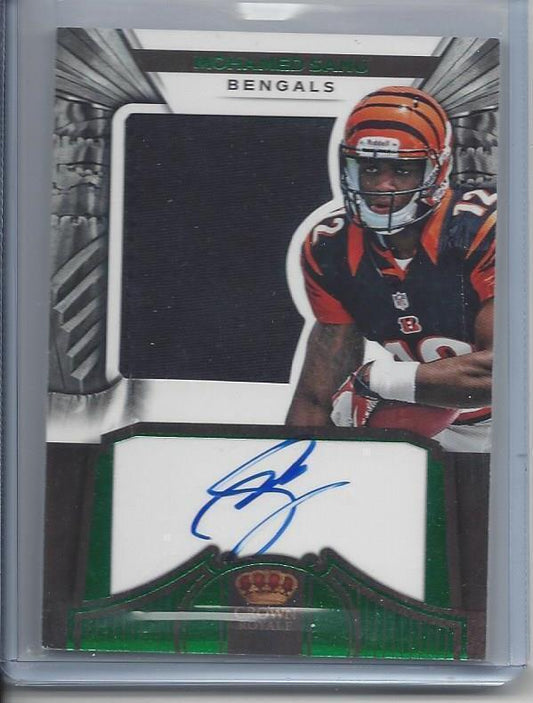 MOHAMED SANU 2012 CROWN ROYALE GREEN SILHOUETTE BENGALS PATCH AUTO RC #D 13/49